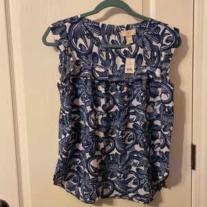 Loft blue and white blouse
